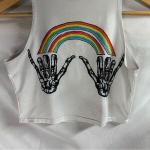 White Rainbow Skeleton Tank Top